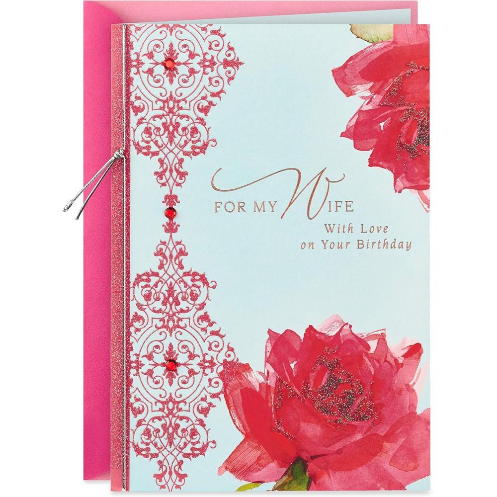 imageHallmark Mothers Day Card for Wife In Love and Lucky for Anniversary Love Romantic Birthday Sweetest DayRed  Blue