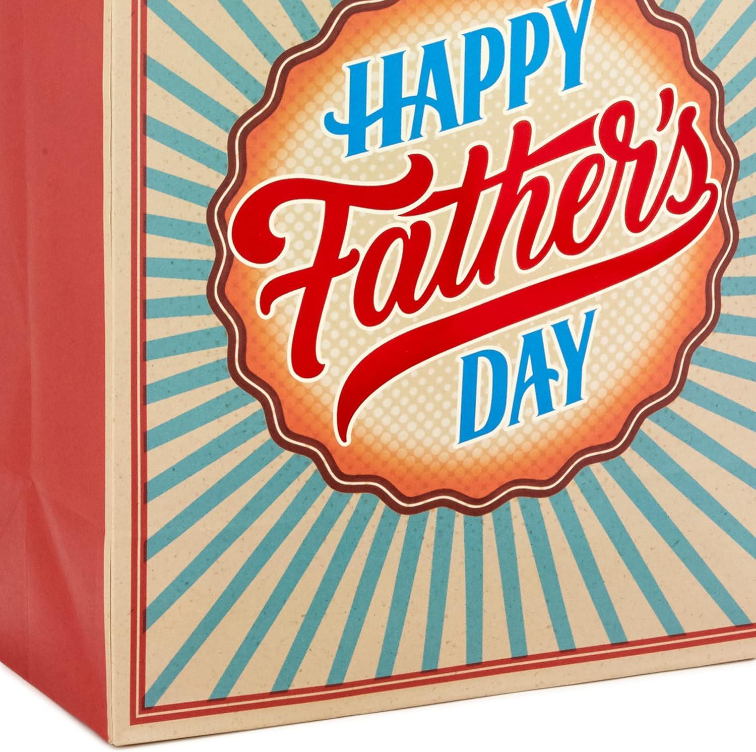 imageHallmark 13quot Large Gift Bag with Card and Tissue Paper Rustic Grey and Blue Stripes for Dad Grandpa Uncle StepdadHappy Fathers Day
