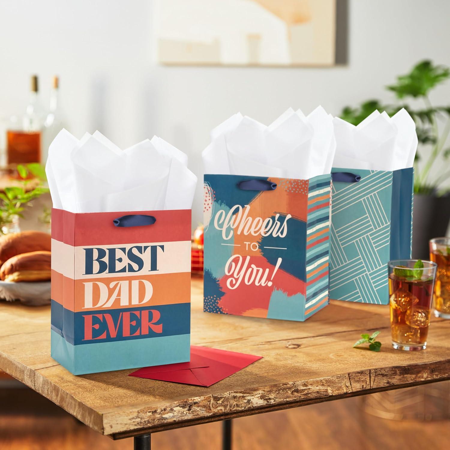 imageHallmark 14quot Extra Large Fathers Day Gift Bag Bundle 2 Bags Red and Black Happy Fathers Day and Grey Geometric for Dads Grandfathers Uncles Brothers1 Count Pack of 4