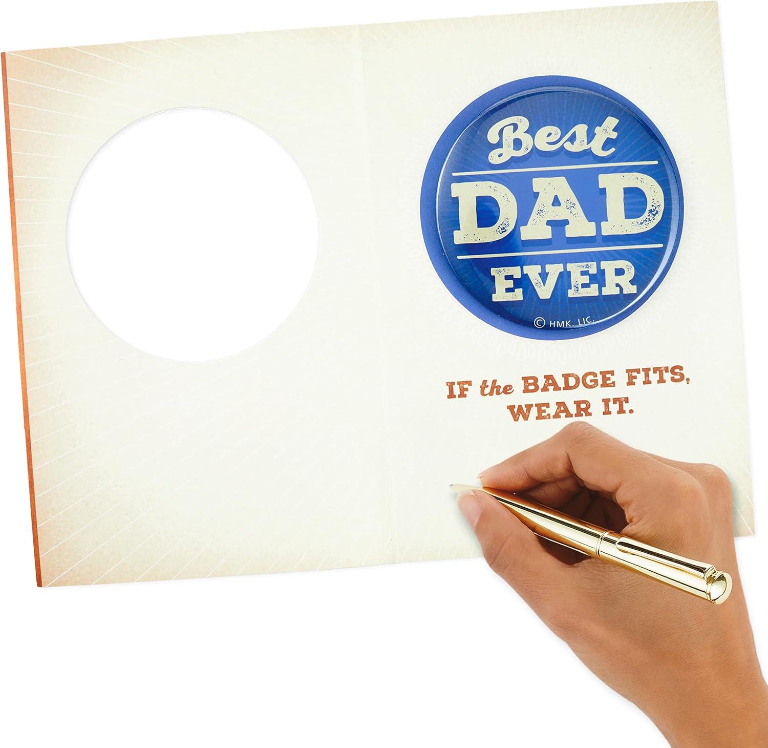 imageHallmark Fathers Day Card with Removable Badge Best Dad Ever or Birthday Card for DadBest Dad Ever  Removable Pin
