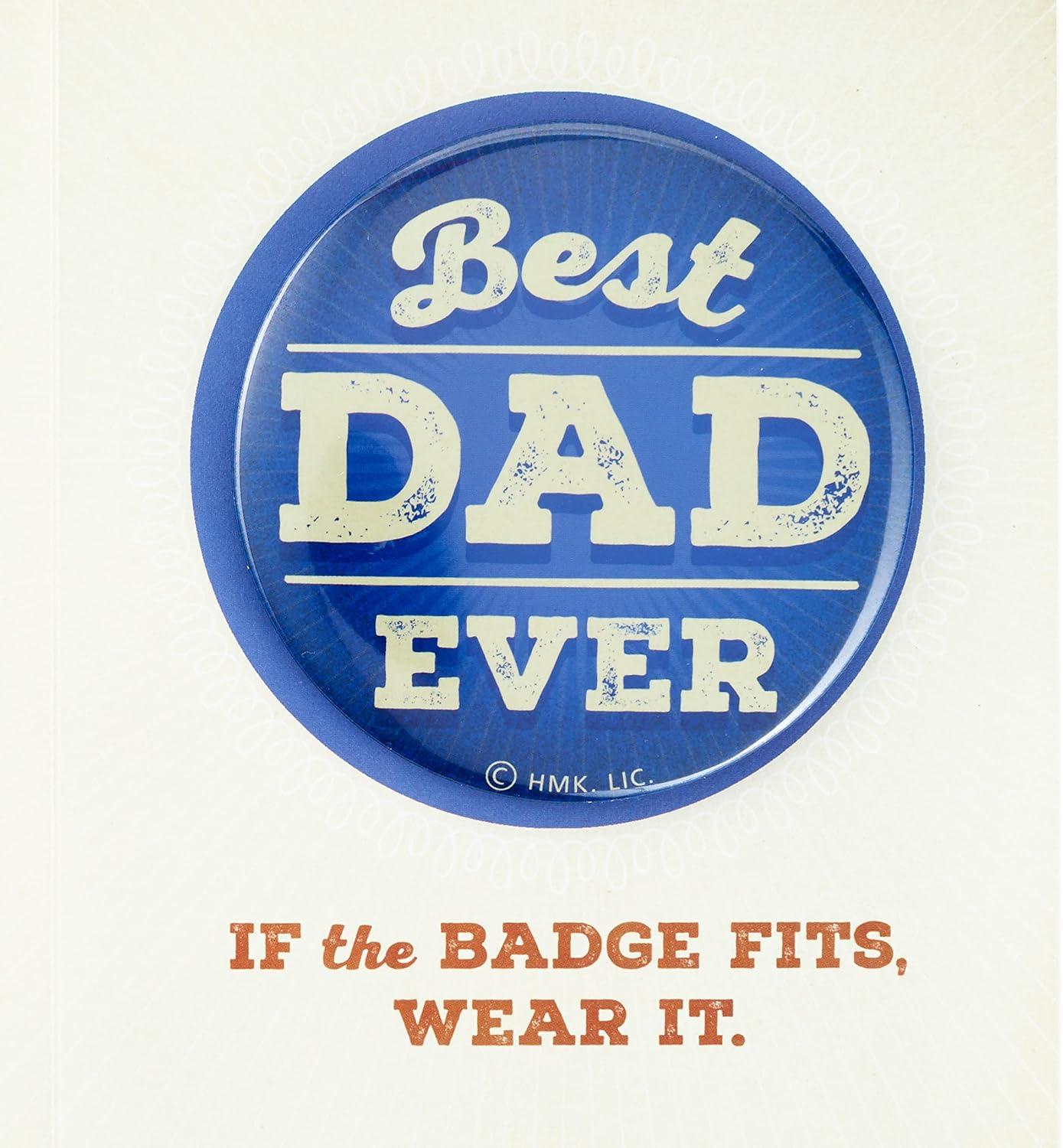 imageHallmark Fathers Day Card with Removable Badge Best Dad Ever or Birthday Card for DadBest Dad Ever  Removable Pin