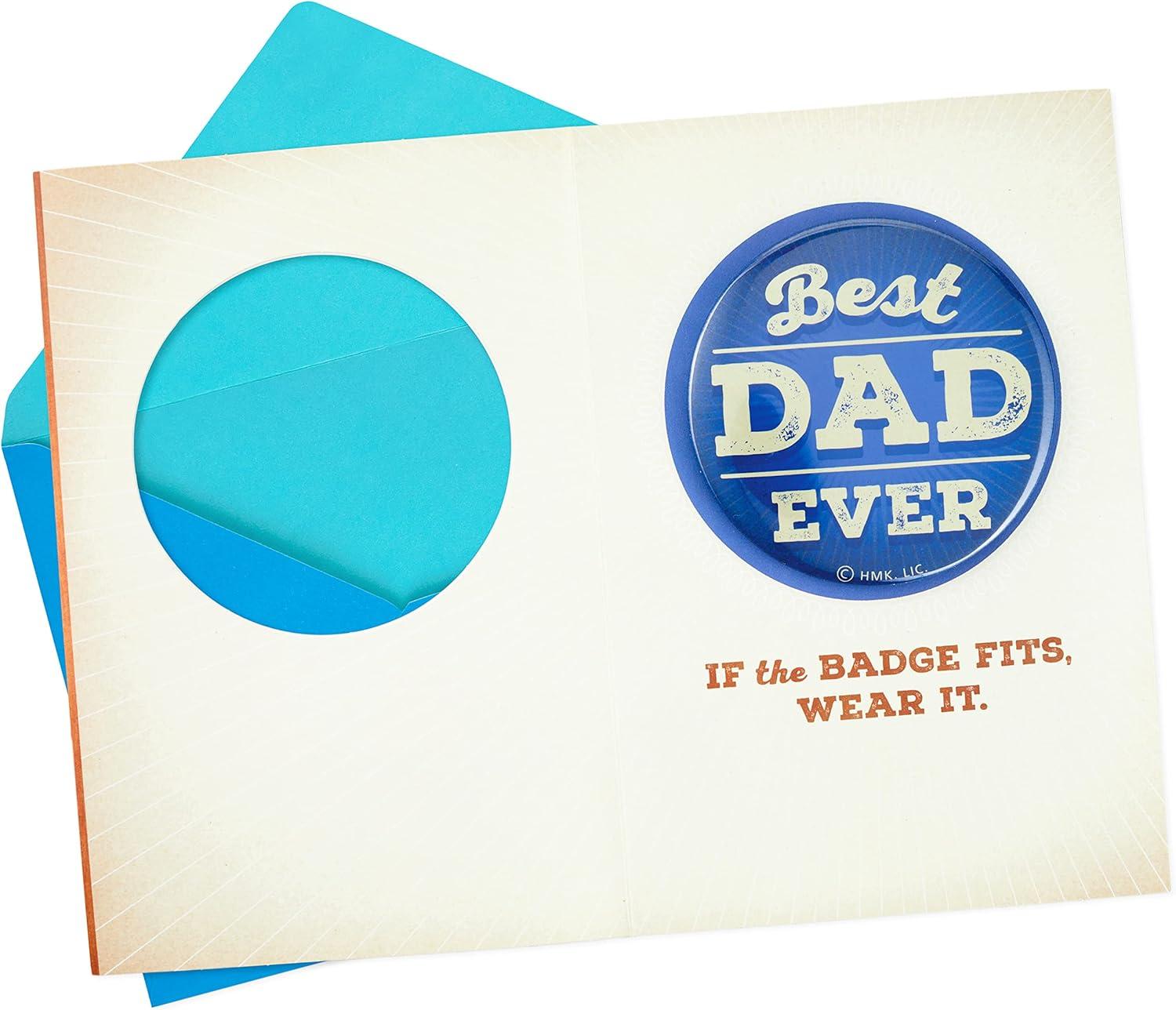 imageHallmark Fathers Day Card with Removable Badge Best Dad Ever or Birthday Card for DadBest Dad Ever  Removable Pin