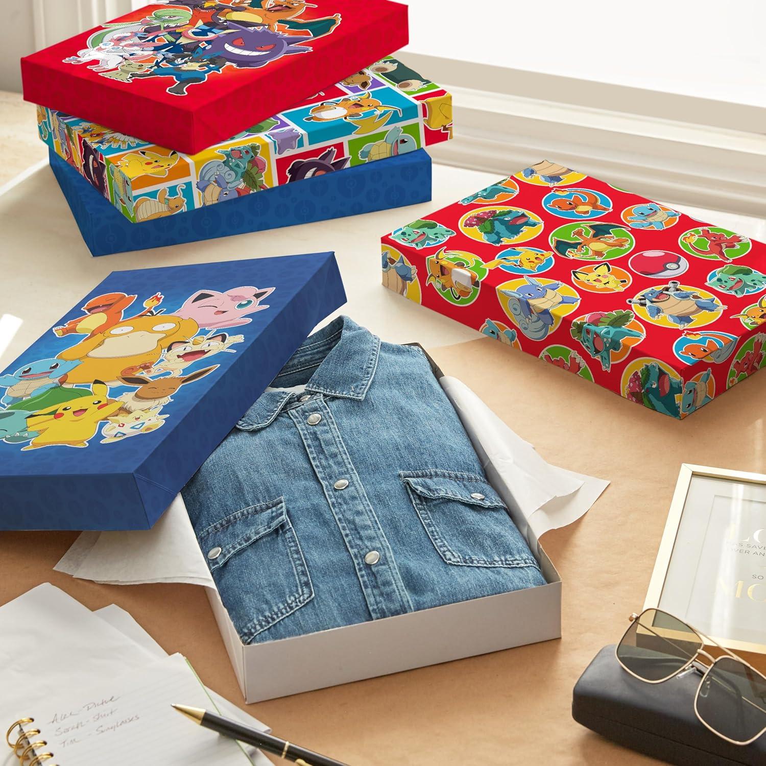 imageHallmark Pokmon Wrapping Paper Rolls  Pikachu Charmander Bulbasaur Gift Wrap Paper Set of 3 Rolls 60 sq ft ttl for Birthday Kids Parties Gamers Christmas PresentsGift Boxes