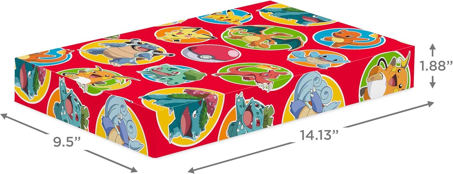 imageHallmark Pokmon Wrapping Paper Rolls  Pikachu Charmander Bulbasaur Gift Wrap Paper Set of 3 Rolls 60 sq ft ttl for Birthday Kids Parties Gamers Christmas PresentsGift Boxes