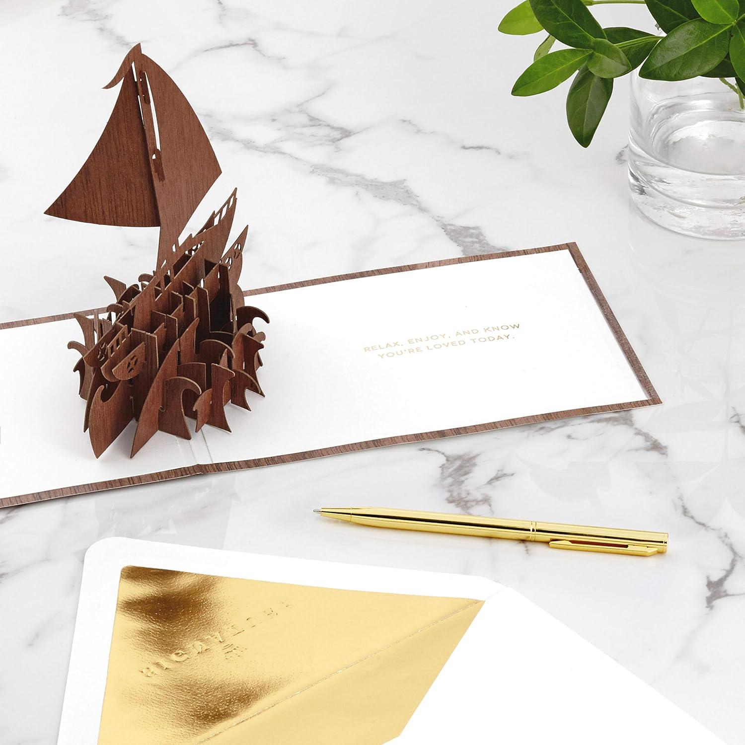 imageHallmark Signature Paper Wonder Wood Pop Up Fathers Day Card SailboatSailboat