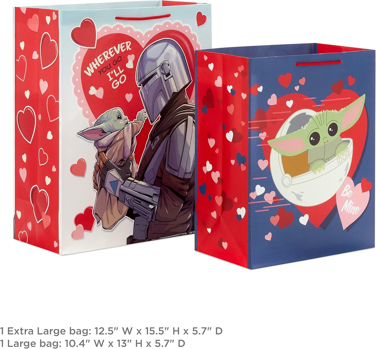 imageHallmark Star Wars The Mandalorian 13quot Large Gift Bag Bundle 3 Bags Baby Yoda The Mandalorian Grogu for Birthdays Christmas Fathers Day May the 4thValentines Day Gift Bags 2 Count
