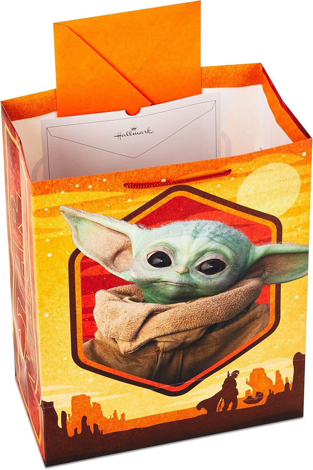 imageHallmark Star Wars The Mandalorian 13quot Large Gift Bag Bundle 3 Bags Baby Yoda The Mandalorian Grogu for Birthdays Christmas Fathers Day May the 4thLarge Gift Bag 1count