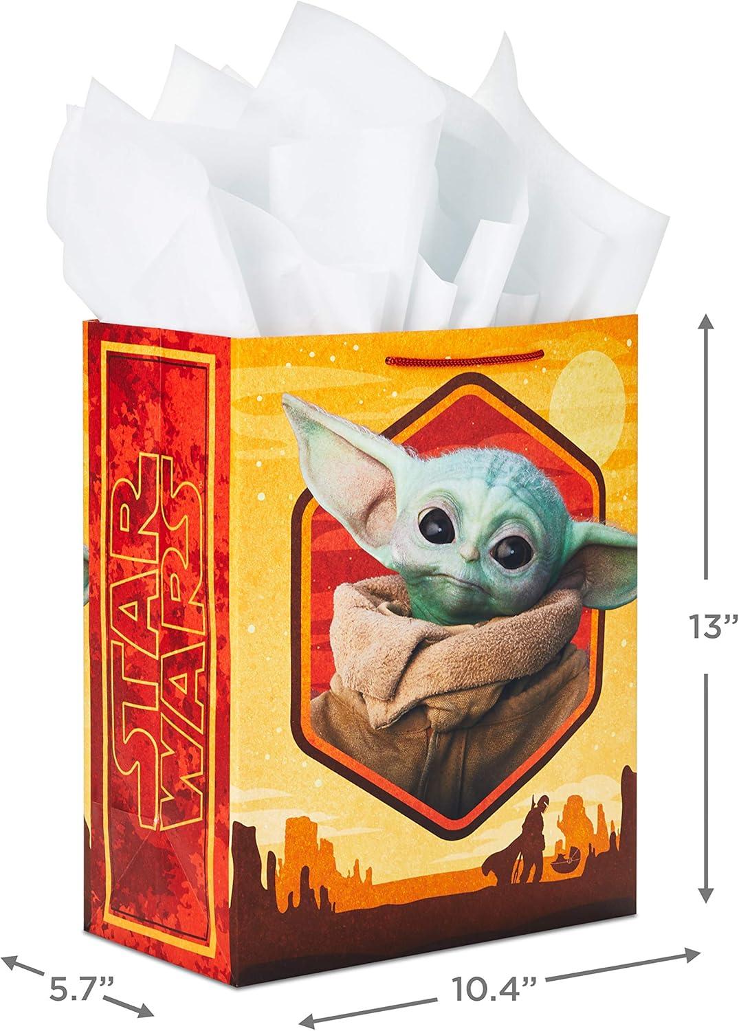 imageHallmark Star Wars The Mandalorian 13quot Large Gift Bag Bundle 3 Bags Baby Yoda The Mandalorian Grogu for Birthdays Christmas Fathers Day May the 4thLarge Gift Bag 1count