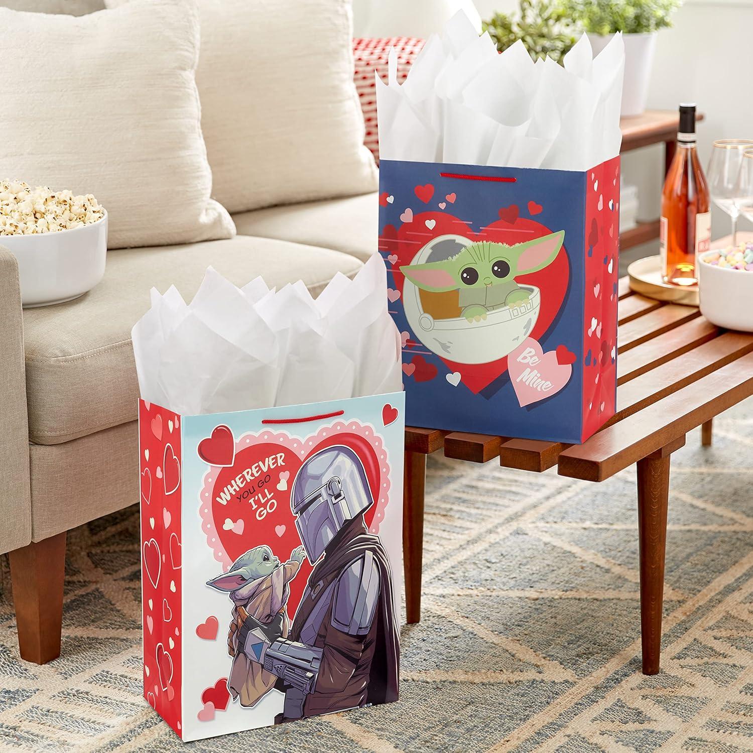 imageHallmark Star Wars The Mandalorian 13quot Large Gift Bag Bundle 3 Bags Baby Yoda The Mandalorian Grogu for Birthdays Christmas Fathers Day May the 4thValentines Day Gift Bags 2 Count
