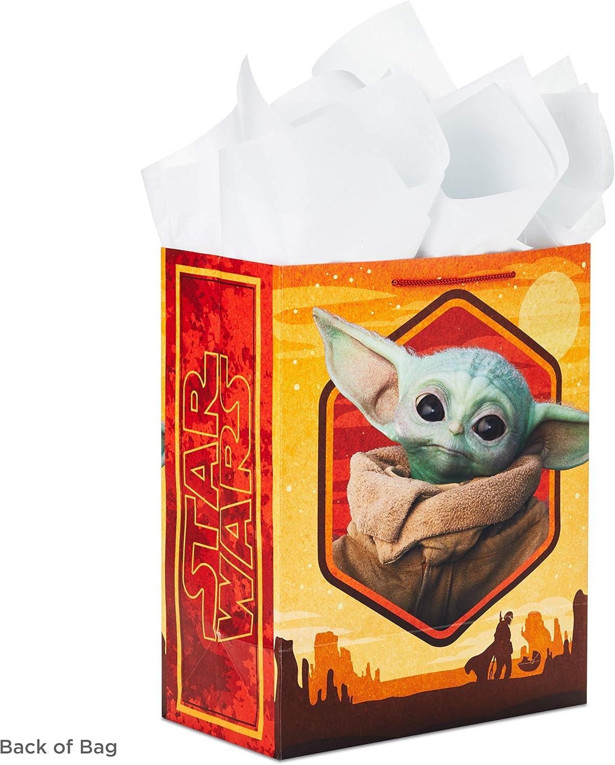 imageHallmark Star Wars The Mandalorian 13quot Large Gift Bag Bundle 3 Bags Baby Yoda The Mandalorian Grogu for Birthdays Christmas Fathers Day May the 4thLarge Gift Bag 1count
