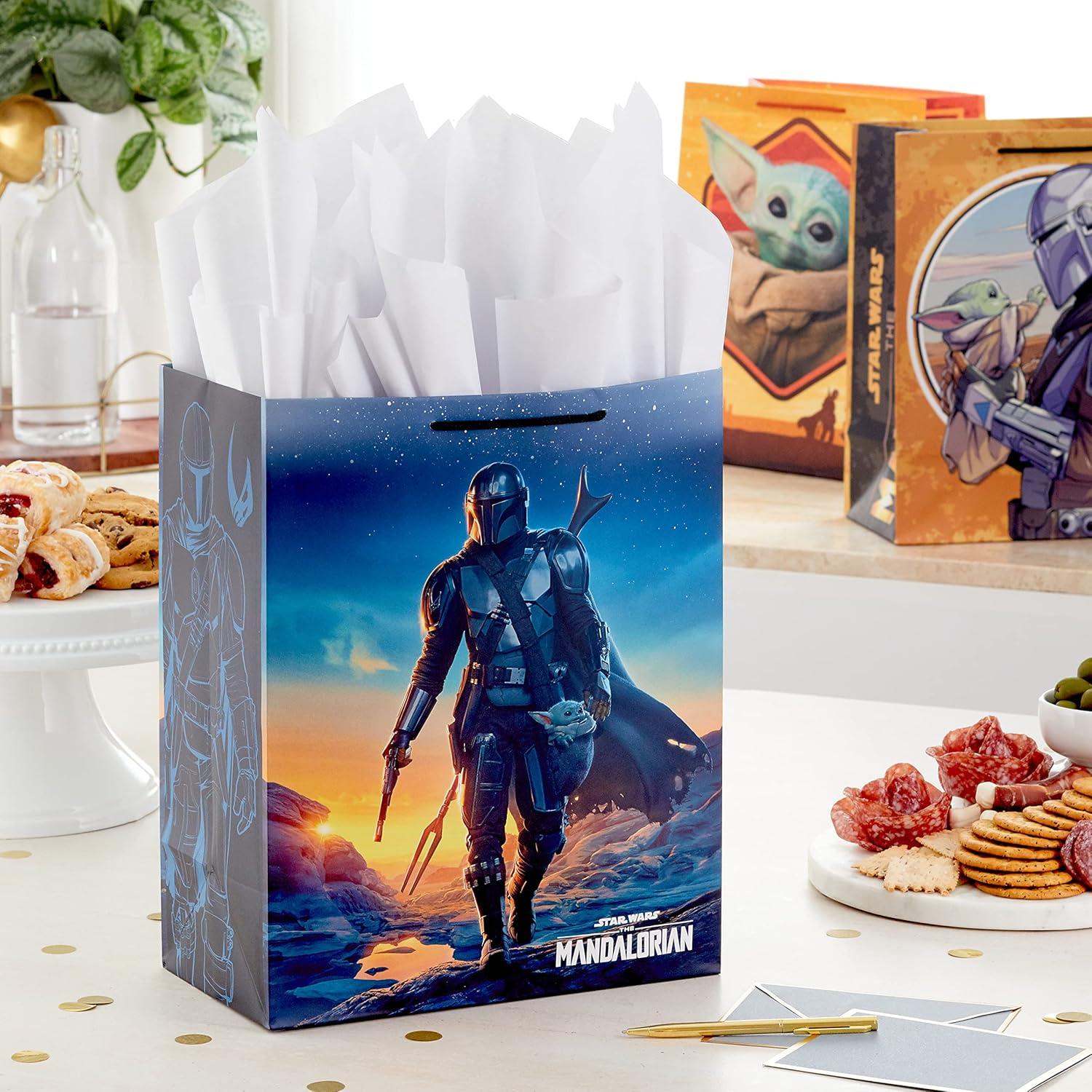 imageHallmark Star Wars The Mandalorian 13quot Large Gift Bag Bundle 3 Bags Baby Yoda The Mandalorian Grogu for Birthdays Christmas Fathers Day May the 4thLarge Gift Bags 3count