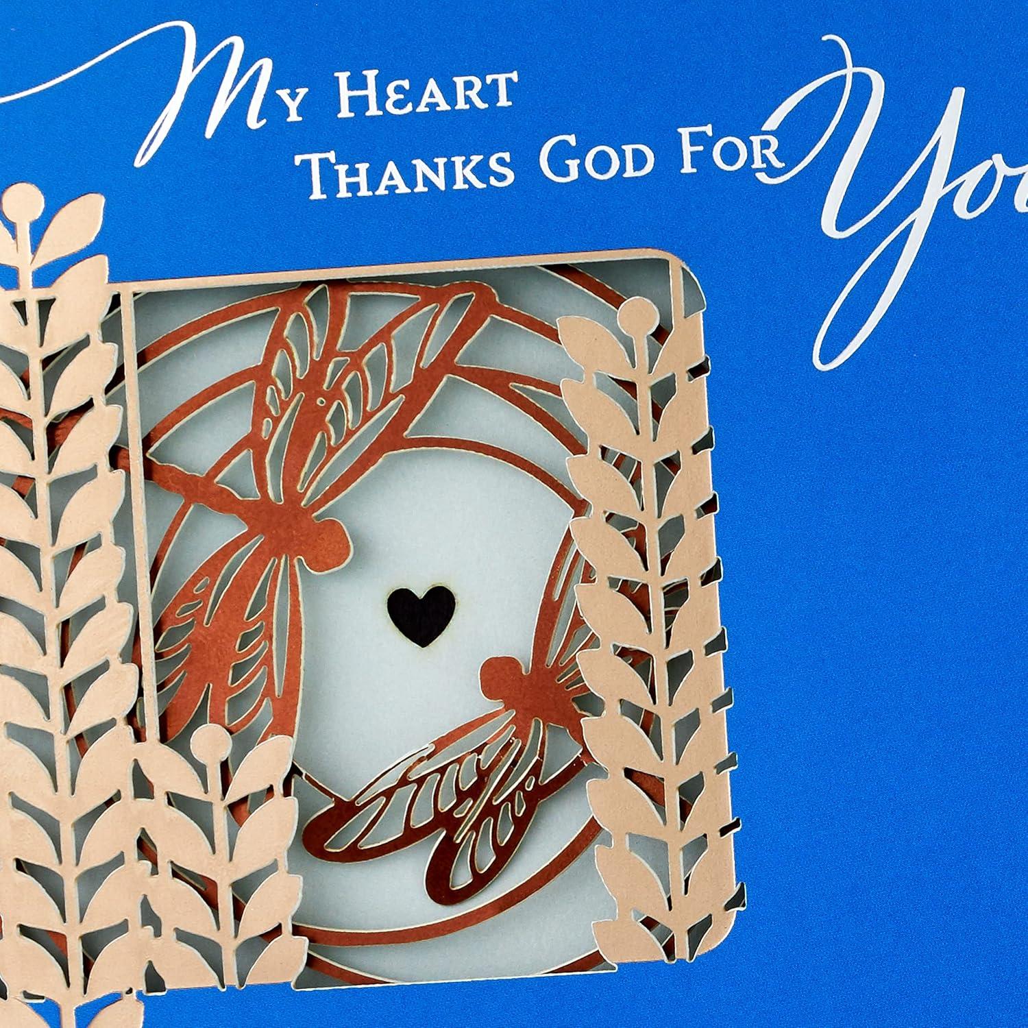 imageHallmark Wood Fathers Day Card for Husband or Boyfriend Love Thats Forever Model Number 699FFW1103Religious  My Heart Thanks God