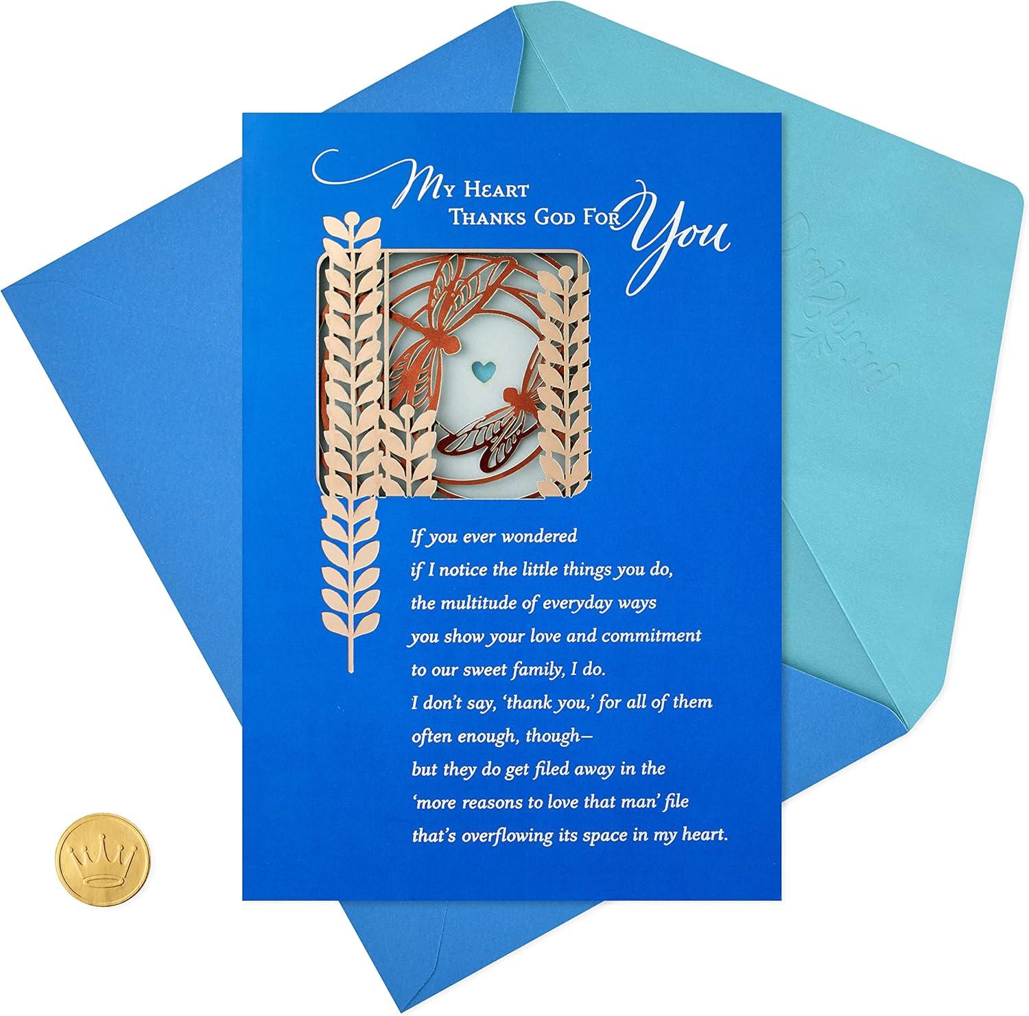 imageHallmark Wood Fathers Day Card for Husband or Boyfriend Love Thats Forever Model Number 699FFW1103Religious  My Heart Thanks God