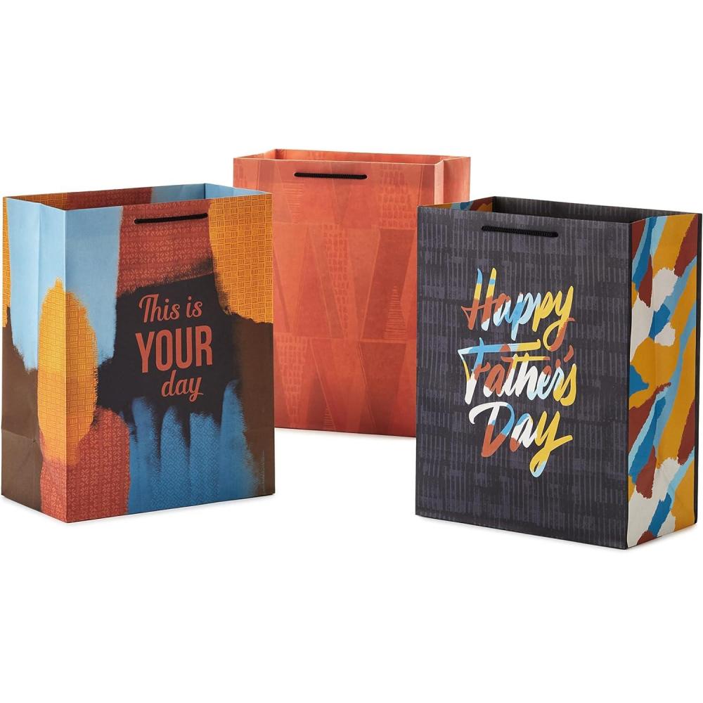 imageHallmark Mahogany 11quot Large Fathers Day Gift Bag Bundle 3 Bags Happy Fathers Day Patterned Triangles This is Your Day Dark Gray Yellow Blue OrangeDark Gray  Orange  Yellow  Blue  Brown