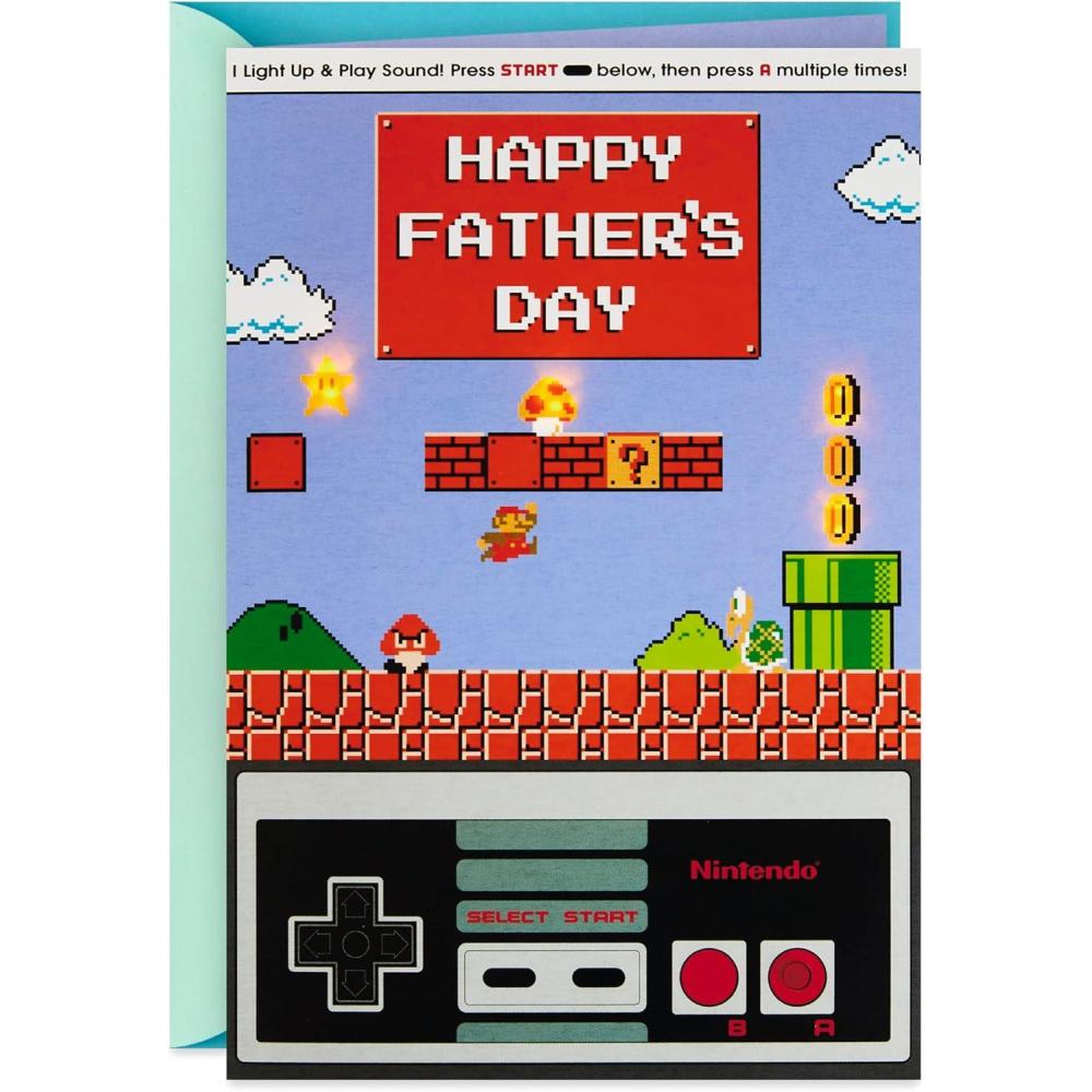 imageHallmark Nintendo Fathers Day Card with Light and Sound Classic MarioClassic Mario  With Sound and Light
