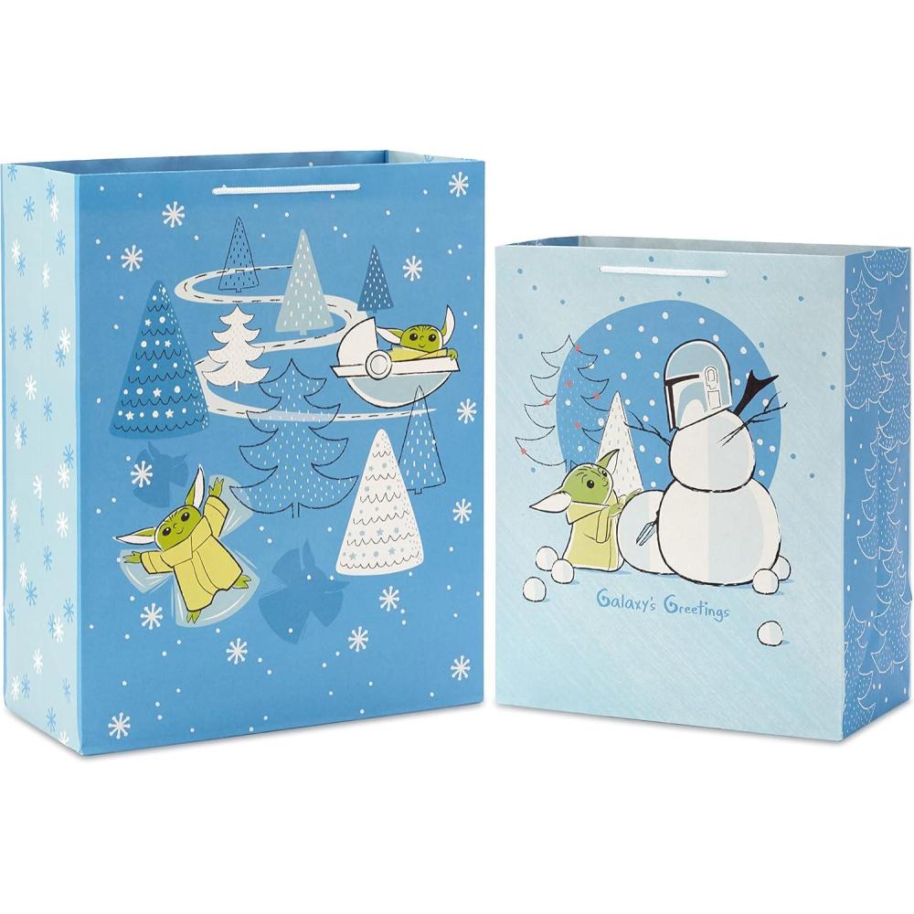 imageHallmark Star Wars The Mandalorian 13quot Large Gift Bag Bundle 3 Bags Baby Yoda The Mandalorian Grogu for Birthdays Christmas Fathers Day May the 4thChristmas Gift Bags 2count