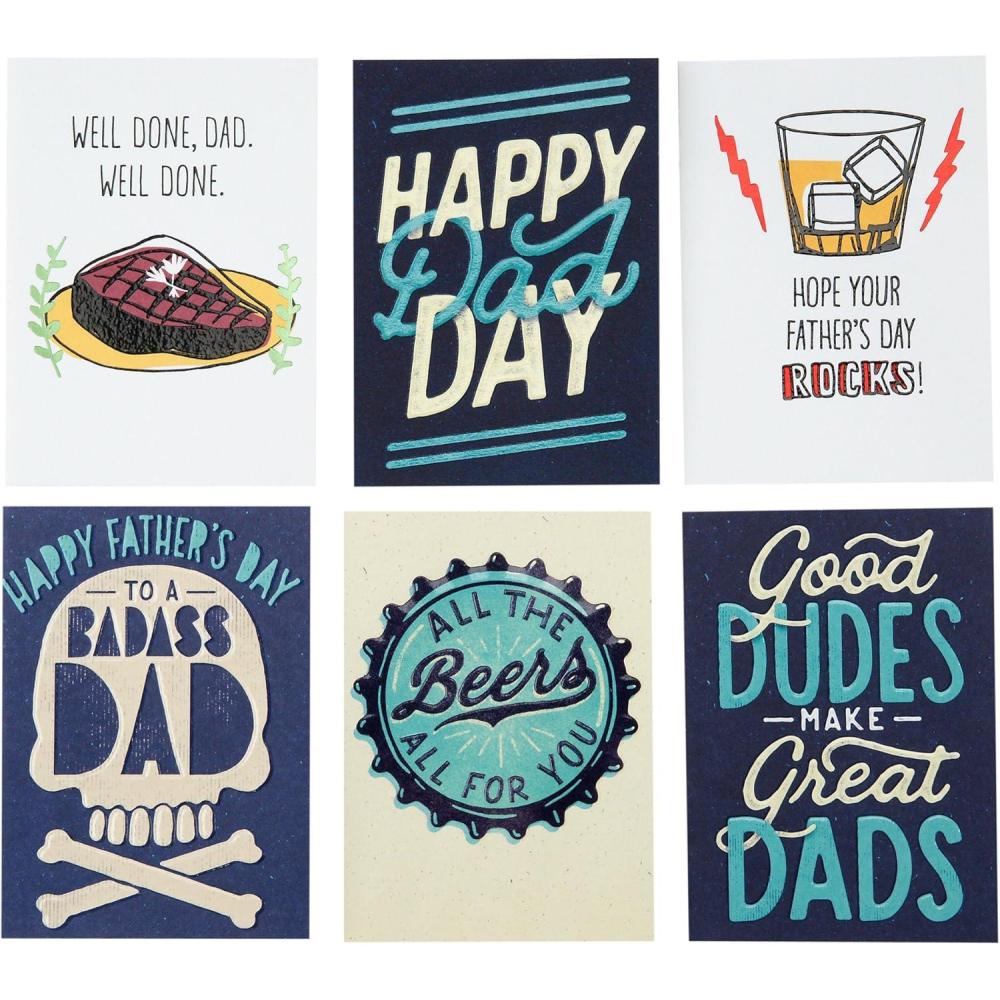 imageHallmark Studio Ink Funny Fathers Day Card Assortment for Friends Family and Dad 6 Cards with EnvelopesFathers Day Assortment  6 Cards