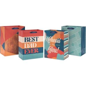 Hallmark 14″ Extra Large Father’s Day Gift Bag Bundle (2 Bags: Red and Black Happy Father’s Day and Grey Geometric) for Dads, Grandfathers, Uncles, Brothers(1 Count (Pack of 4))