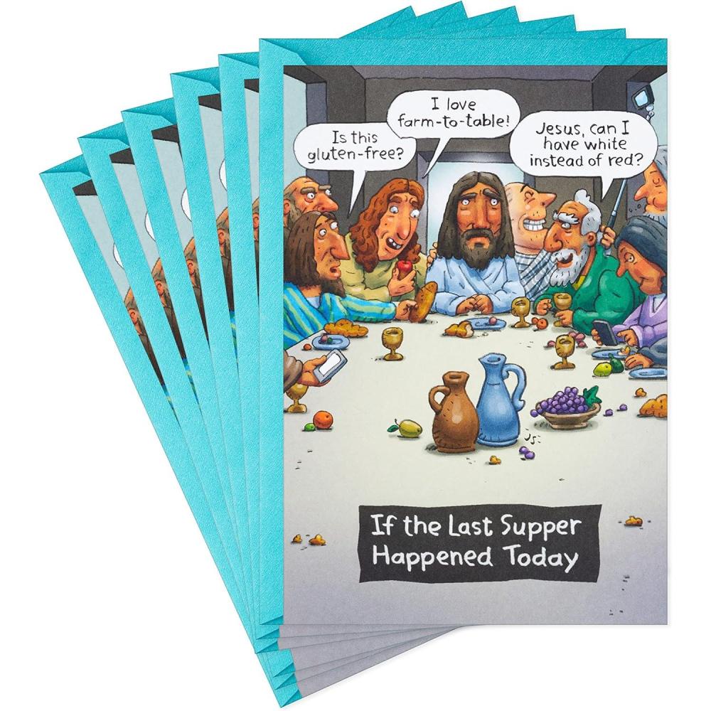 imageHallmark Shoebox Pack of Funny Easter Cards Last Supper 6 Cards with EnvelopesLast Supper  6 Funny Cards with Envelopes
