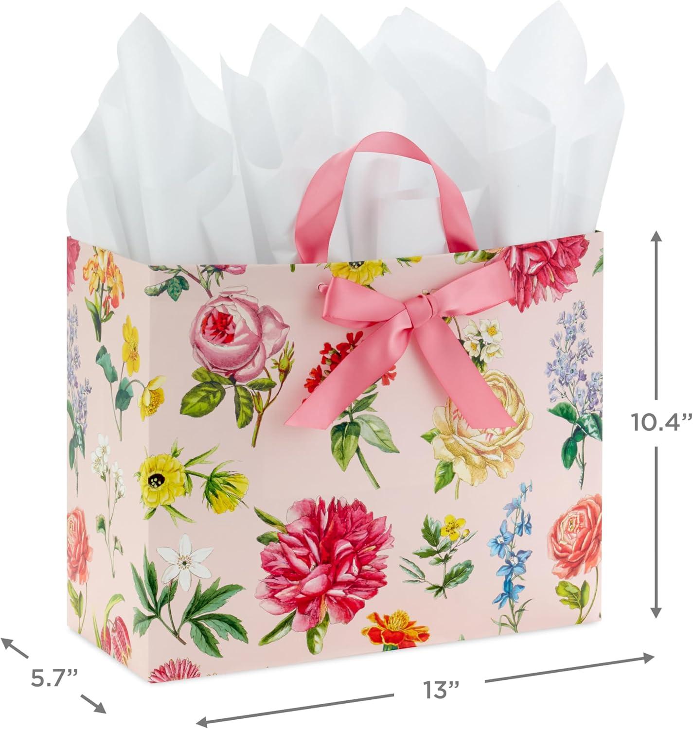 imageHallmark 10quot Large Mothers Day Gift Bag with Tissue Paper Vintage Floral with Pink Bow for Easter Bridal Showers Graduations New MomsFloral