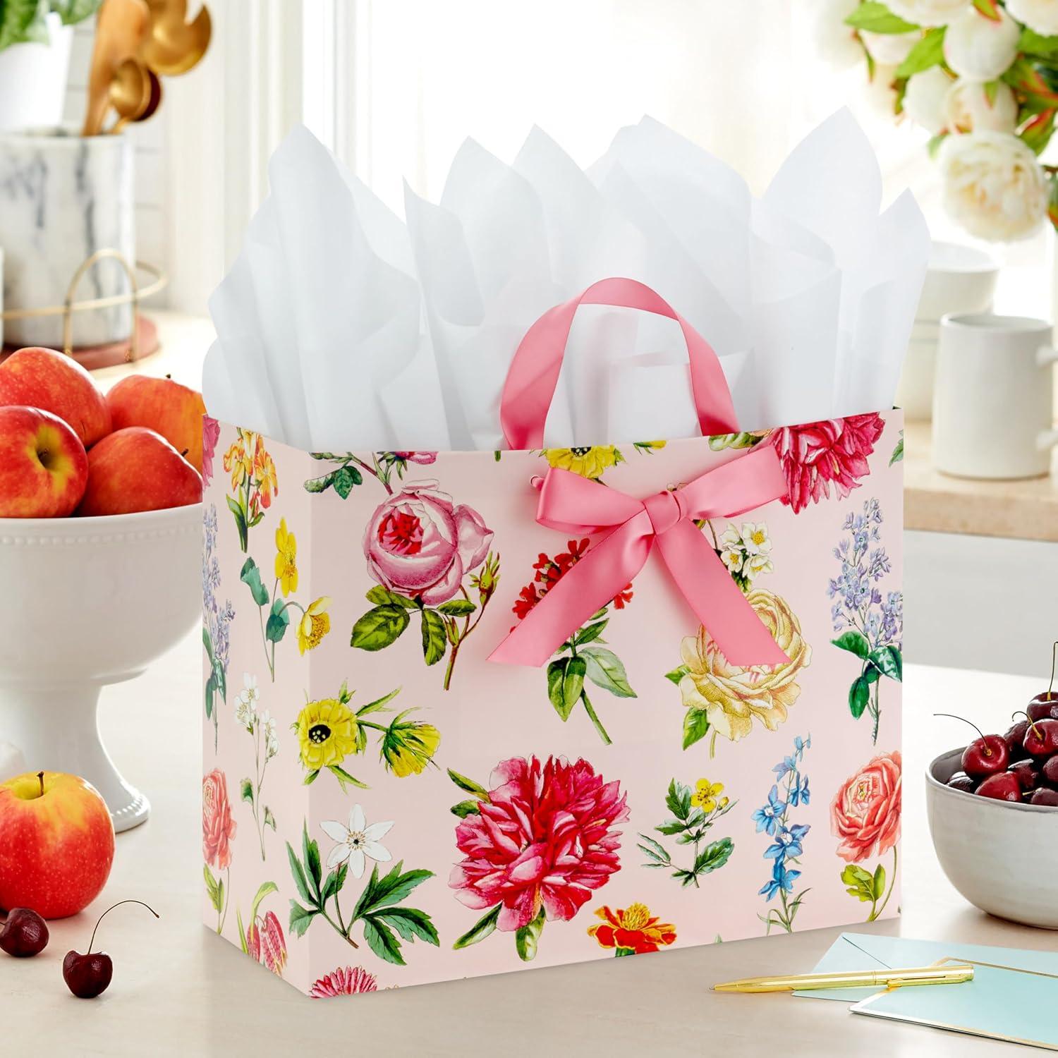 imageHallmark 10quot Large Mothers Day Gift Bag with Tissue Paper Vintage Floral with Pink Bow for Easter Bridal Showers Graduations New MomsFloral