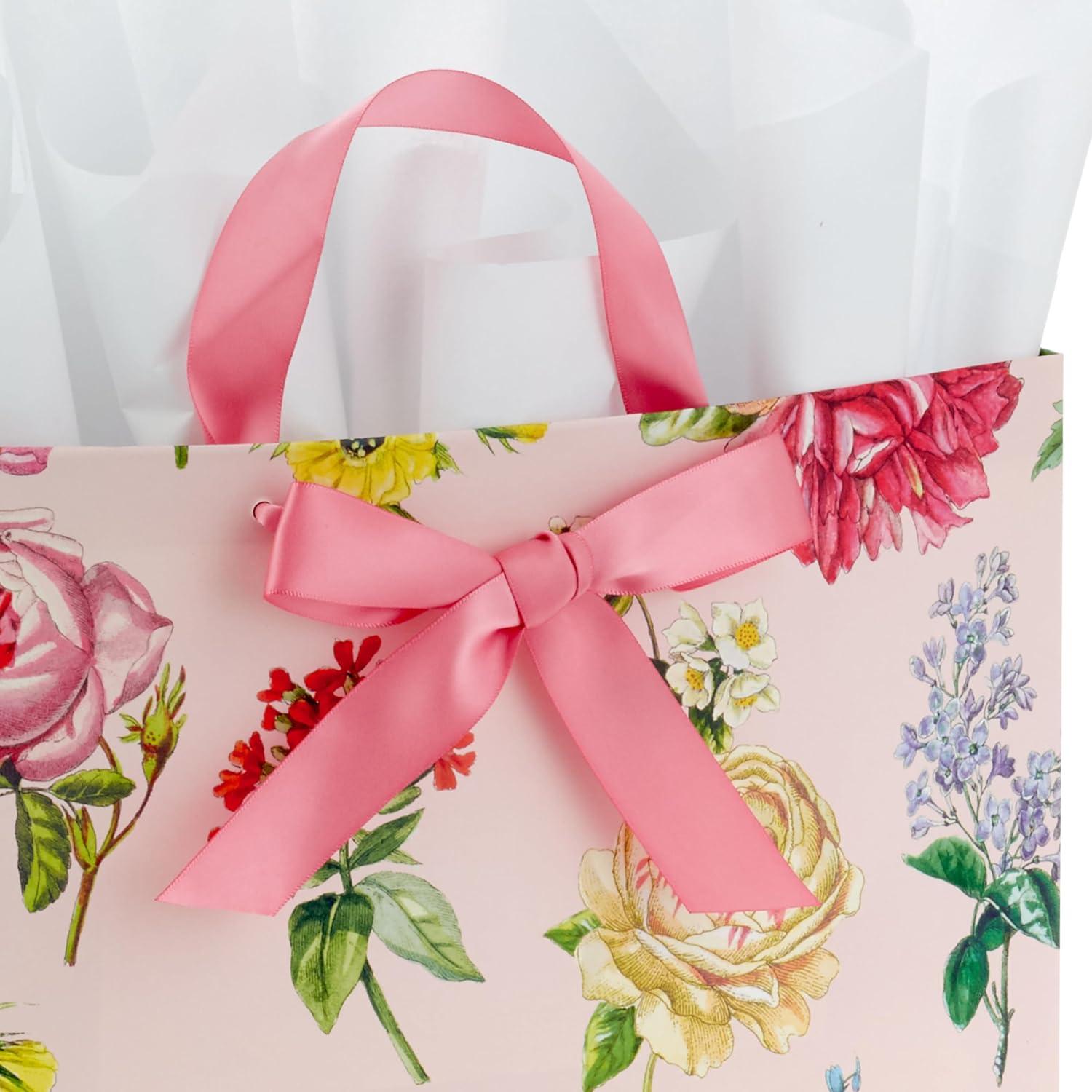 imageHallmark 10quot Large Mothers Day Gift Bag with Tissue Paper Vintage Floral with Pink Bow for Easter Bridal Showers Graduations New MomsFloral
