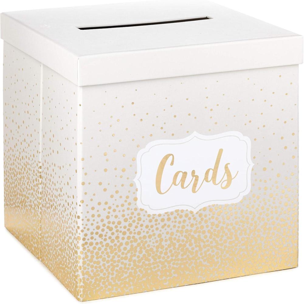 imageHallmark 10quot Elegant Card Receiving Box Pearl and Gold Dots for Weddings Graduations Retirements Birthdays Open Houses AnniversariesPearl  Gold
