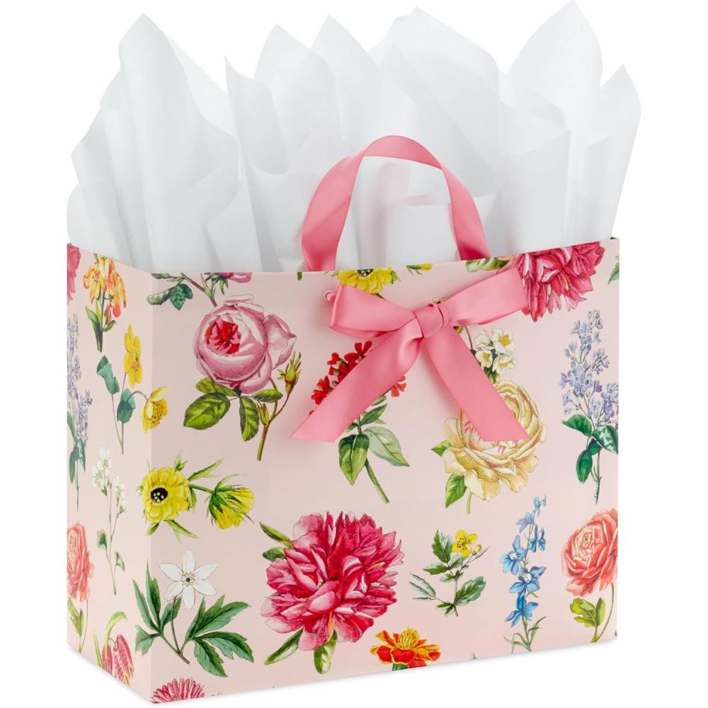 imageHallmark 10quot Large Mothers Day Gift Bag with Tissue Paper Vintage Floral with Pink Bow for Easter Bridal Showers Graduations New MomsFloral