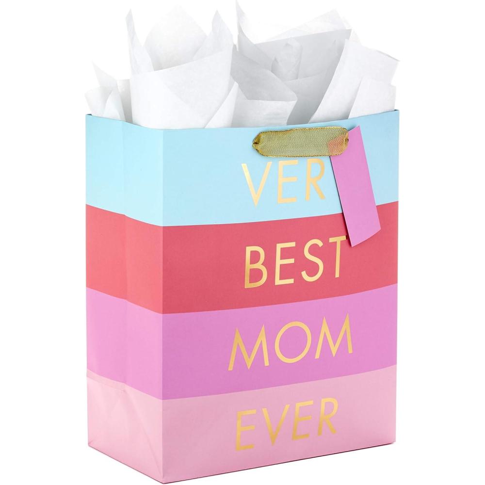 imageHallmark 13quot Large Fathers Day Gift Bag with Tissue Paper and Gift Tag Happy Dad Day Light BlueBlue  Lavender  Pink