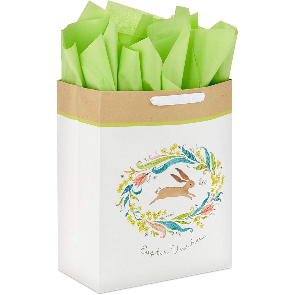 imageHallmark 15quot Extra Large Easter Gift Bag with Tissue Paper Happy Easter Polka Dots for Easter Baskets Easter Egg Hunts and Kids PresentsEaster Wishes