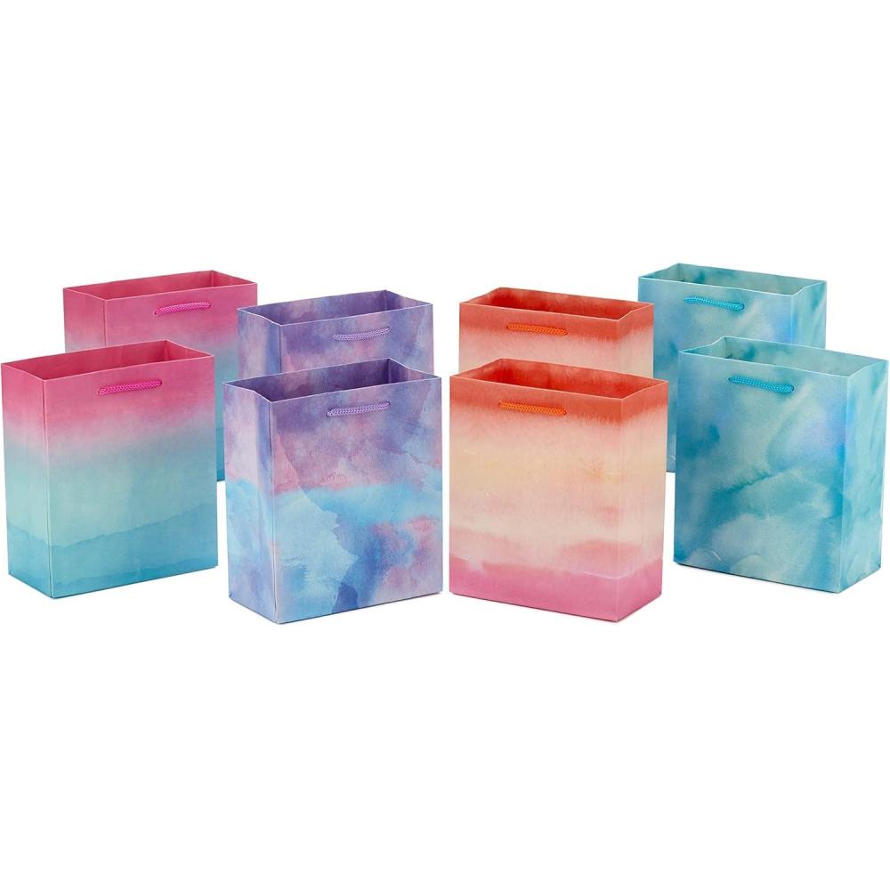 imageHallmark 6quot Small Solid Color Gift Bags  Pack of 5 in Red Green Blue Light Pink Hot Pink for Birthdays Holidays Parties or Any OccasionPink  Purple  Blue  Green