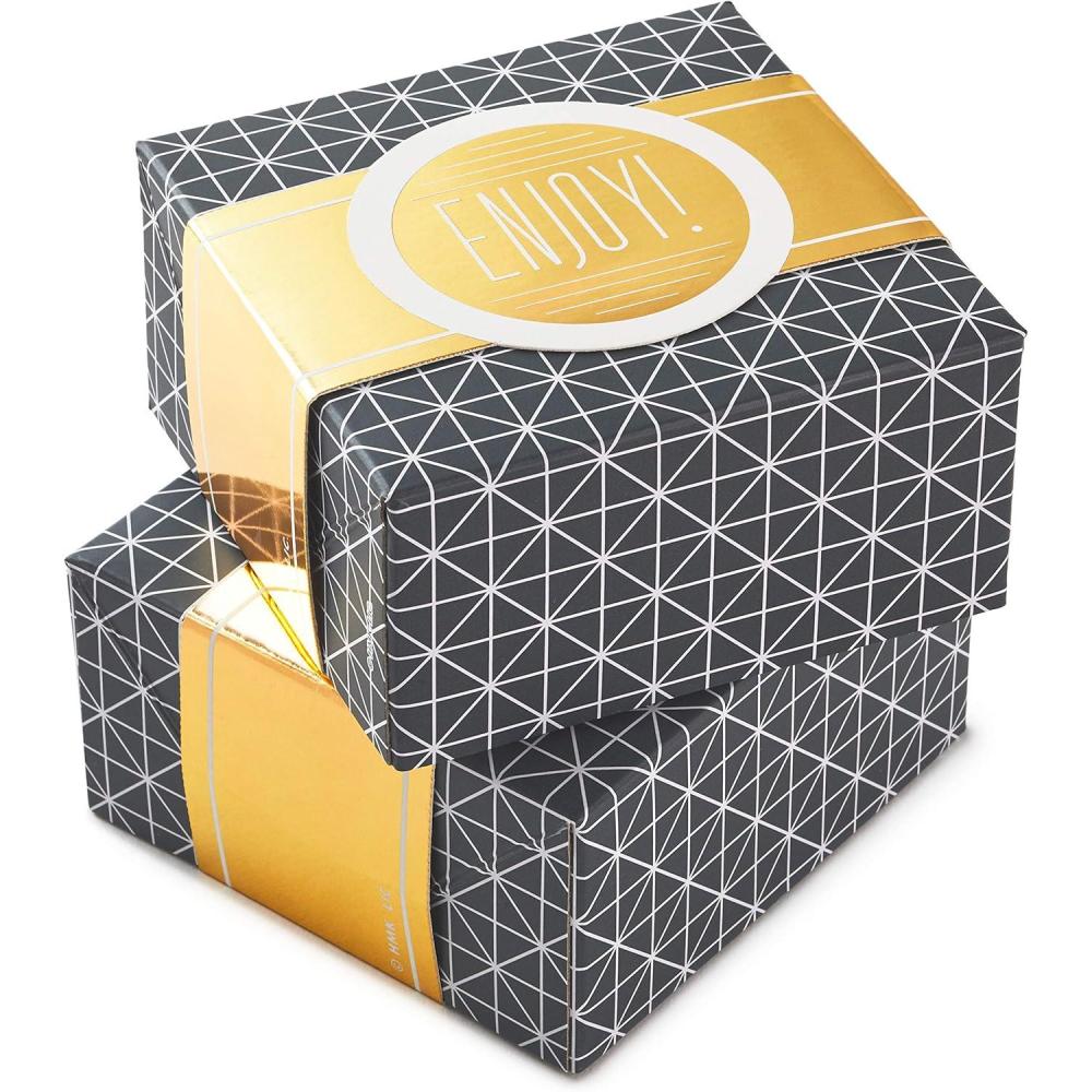 imageHallmark 8quot Medium Pearl White Gift Boxes with Wrap Bands 3 Boxes 3 Wrap Bands for Easter Weddings Bridal Parties Valentines Day Graduations Wrapped Treats and CookiesGray and Gold