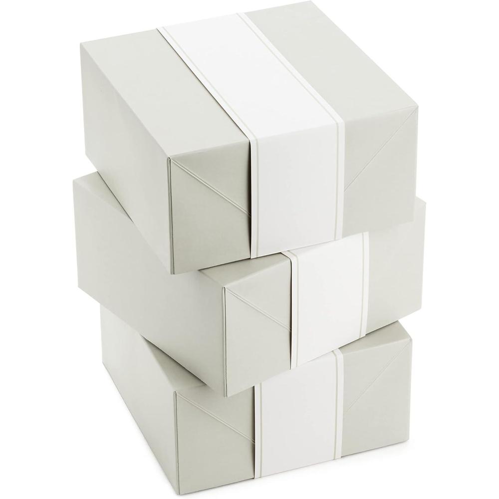 imageHallmark 8quot Medium Pearl White Gift Boxes with Wrap Bands 3 Boxes 3 Wrap Bands for Easter Weddings Bridal Parties Valentines Day Graduations Wrapped Treats and CookiesAntique White