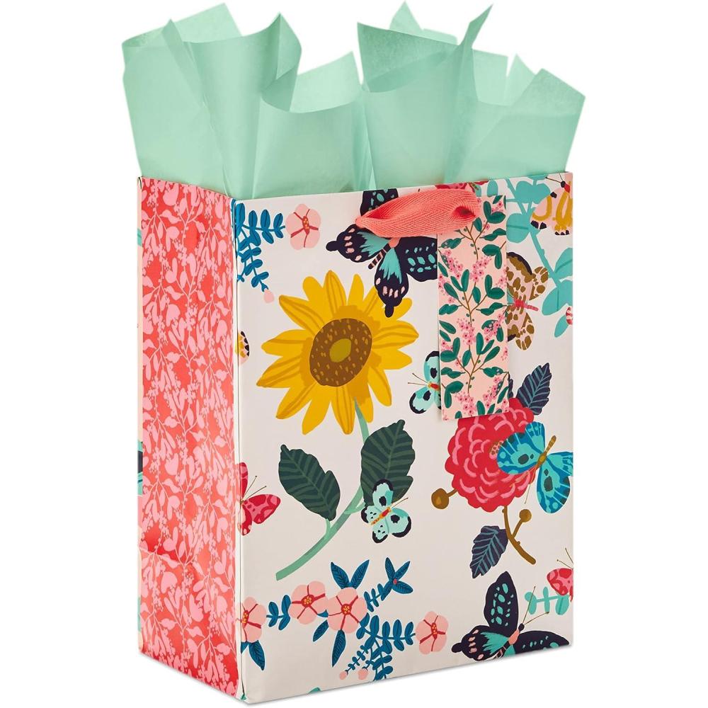 imageHallmark 9quot Medium Gift Bag with Tissue Paper Bright Flowers for Easter Birthdays Bridal Showers Weddings Baby Showers Mothers DayBright Flowers
