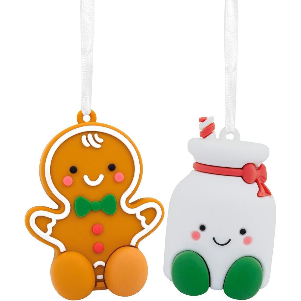 imageHallmark Better Together Chips and Salsa Magnetic Christmas Ornaments Set of 2 ShatterproofGingerbread  Milk