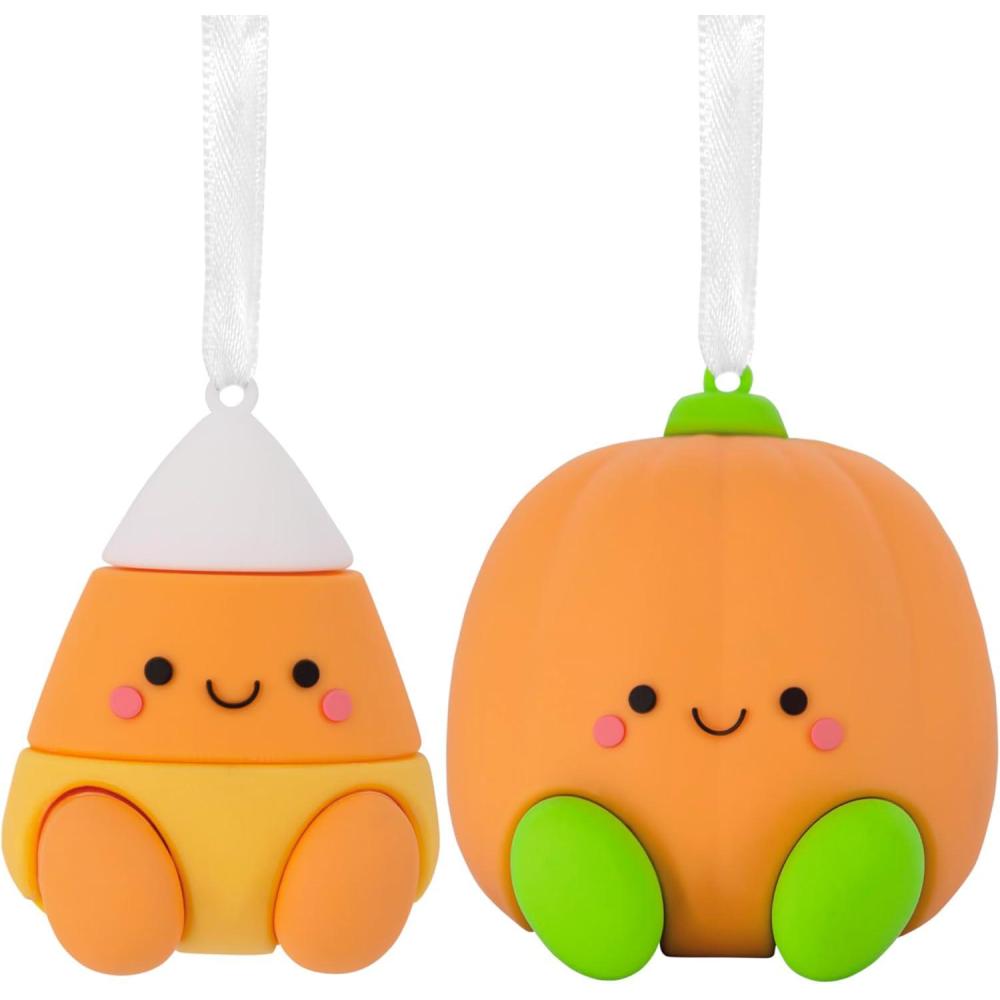 imageHallmark Better Together Chips and Salsa Magnetic Christmas Ornaments Set of 2 ShatterproofPumpkin  Candy Corn