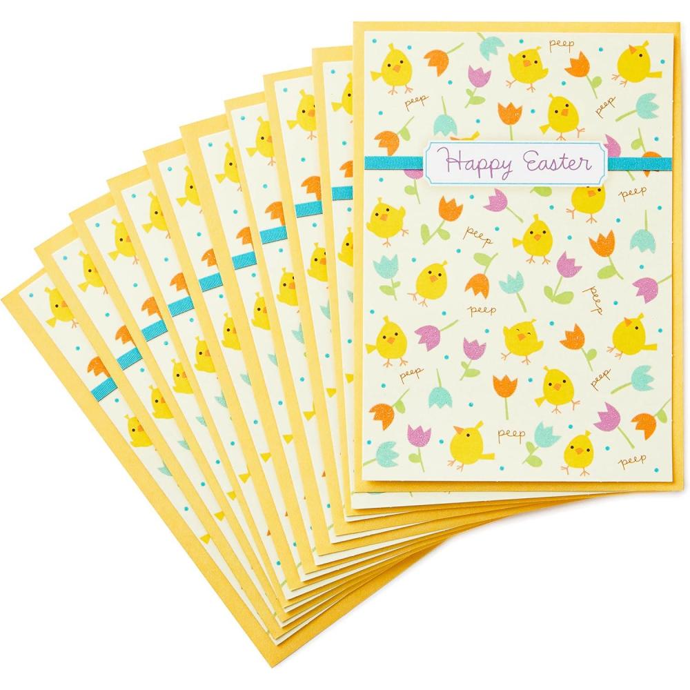 imageHallmark Dayspring Pack of Religious Easter Cards Blessings 10 Cards with EnvelopesCute Chicks and Tulips  10 Cards with Envelope