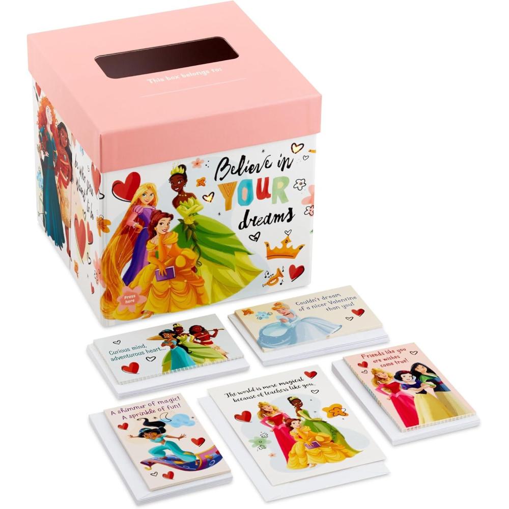 imageHallmark Disney Princess Valentines Day Cards for Kids School Classroom Exchange and Mailbox with Light and Sound