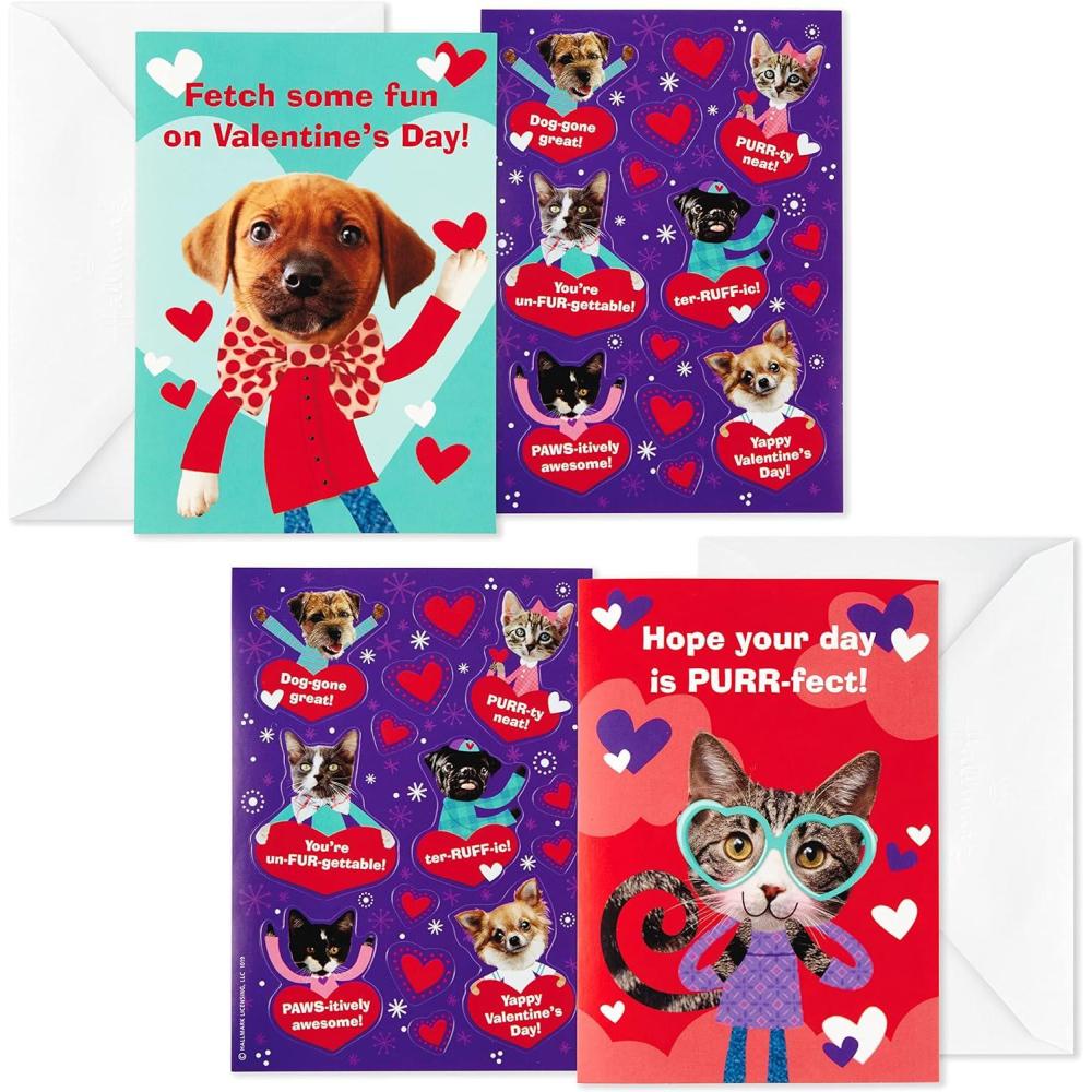 imageHallmark Dr Seuss Valentines Day Cards and Stickers for Kids School Cat in the Hat and Horton 24 Classroom Valentines with EnvelopesPuppies and Kittens Valentines with Stickers