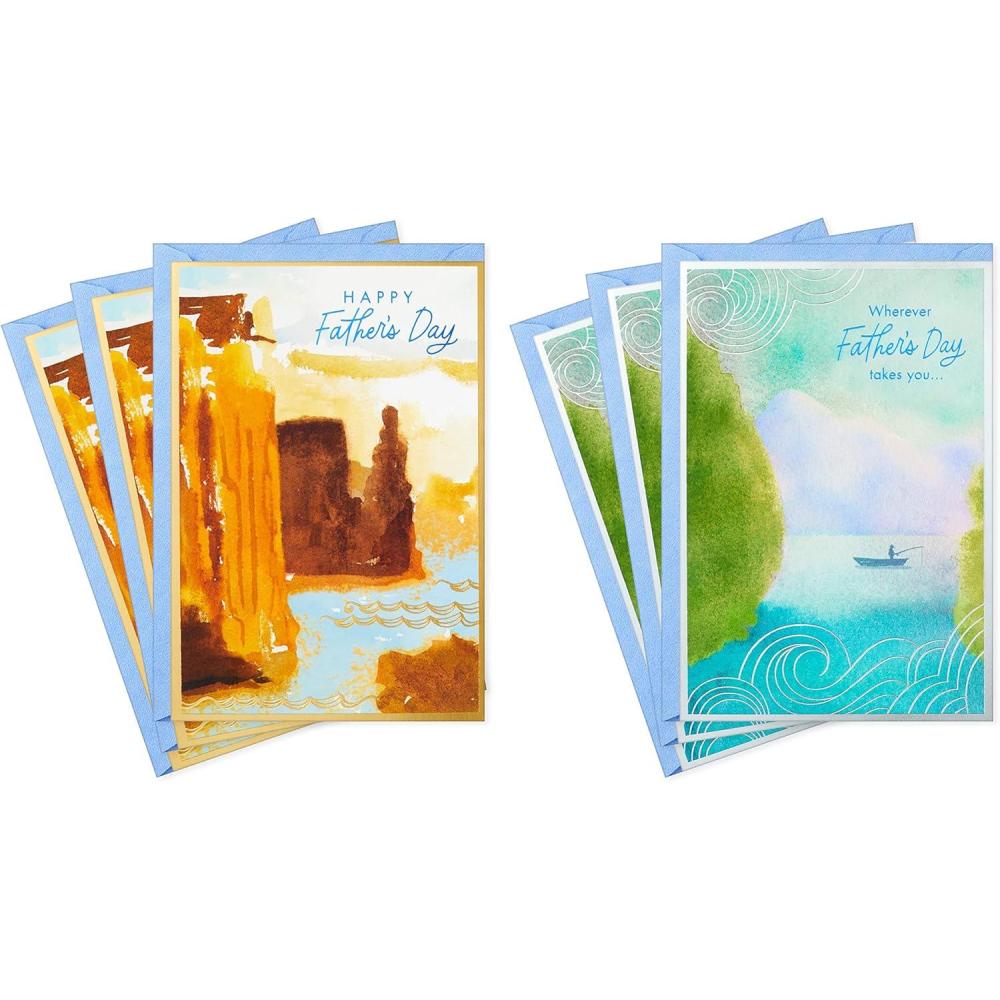 imageHallmark Fathers Day Cards Assortment Watercolor Landscapes 6 Cards with EnvelopesEnjoy Fathers Day  6 Cards with Envelopes