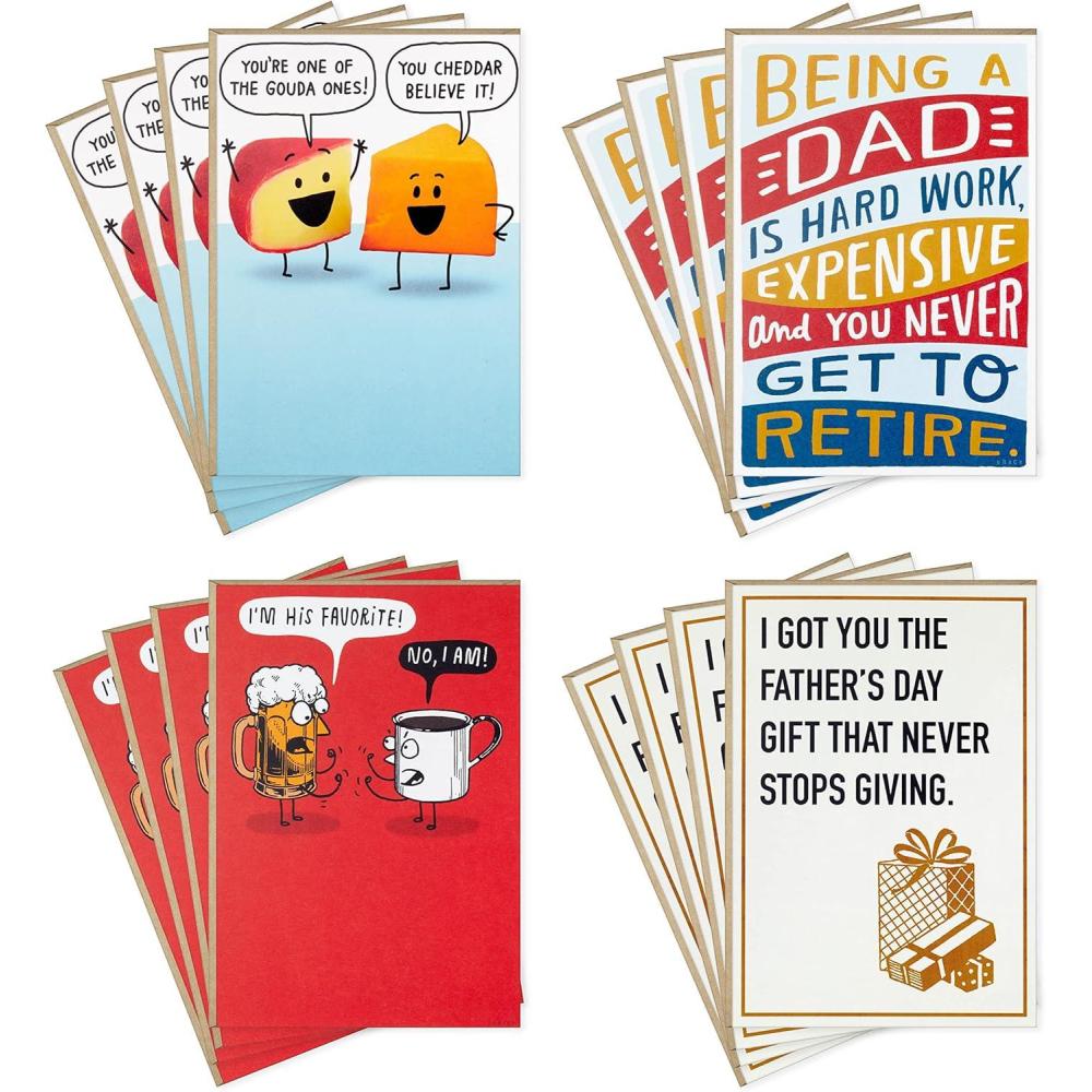 imageHallmark Funny Fathers Day Cards Bulk 16 Assorted Cards with Envelopes Cheesy Dad Jokes Humor Shoebox Cards for Dad Stepdad Bonus Dad Uncle Grandpa FriendFathers Day Humor CardAssortment