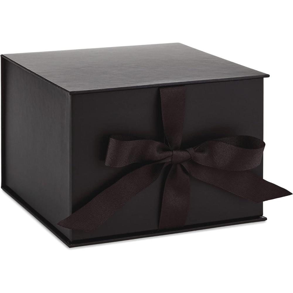 imageHallmark Medium Gift Box with Lid and Shredded Paper Fill Blue 7 inch Box for Birthdays Graduations Anniversaries Fathers Day Christmas Valentines Day All OccasionBlack