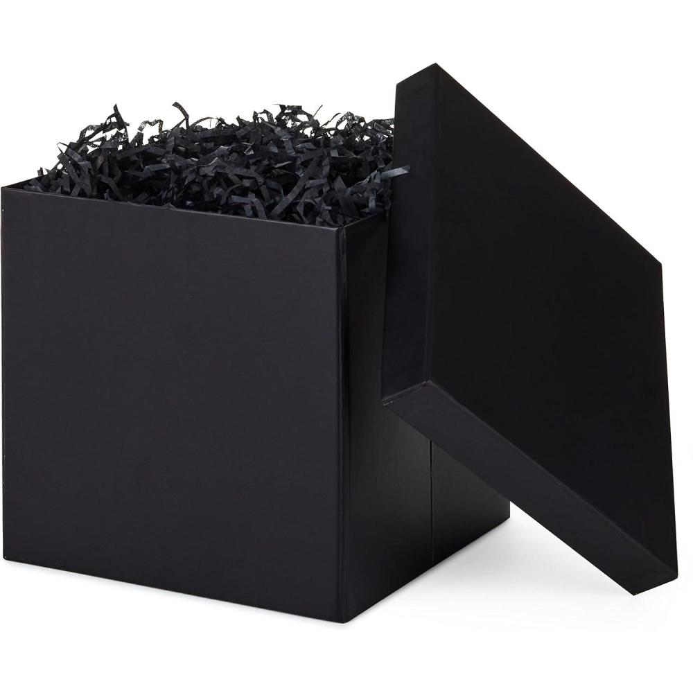 imageHallmark Medium Gift Box with Lid and Shredded Paper Fill Royal Blue 7 inch Box for Birthdays Graduations Anniversaries Fathers Day Christmas Valentines Day All OccasionBlack