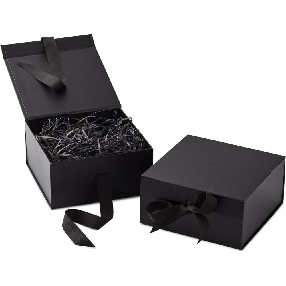 imageHallmark Medium Gift Boxes with Bow and Shredded Paper Fill Pack of 2 Antique White 8 inch Box for Weddings Bridal Showers Graduations Birthdays Bridesmaids Gifts All OccasionBlack