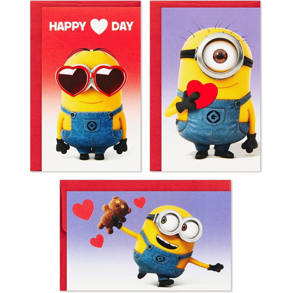 imageHallmark Mini Valentines Day Cards for Kids School 8Bit Video Games 18 Classroom Valentines with EnvelopesMinions Folded Mini Valentines