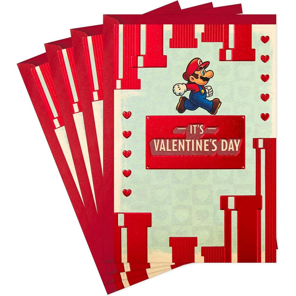 imageHallmark Pack of 4 Mickey Mouse Valentines Day Cards All the Things You LoveSuper Mario  4 Cards with Envelopes