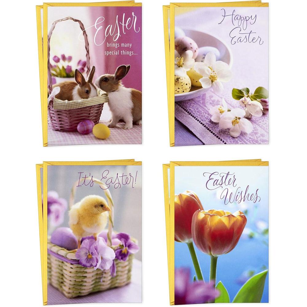 imageHallmark Pack of Easter Cards Easter Egg Flower 4 Cards with EnvelopesEaster Bunnies  8 Cards with Envelopes