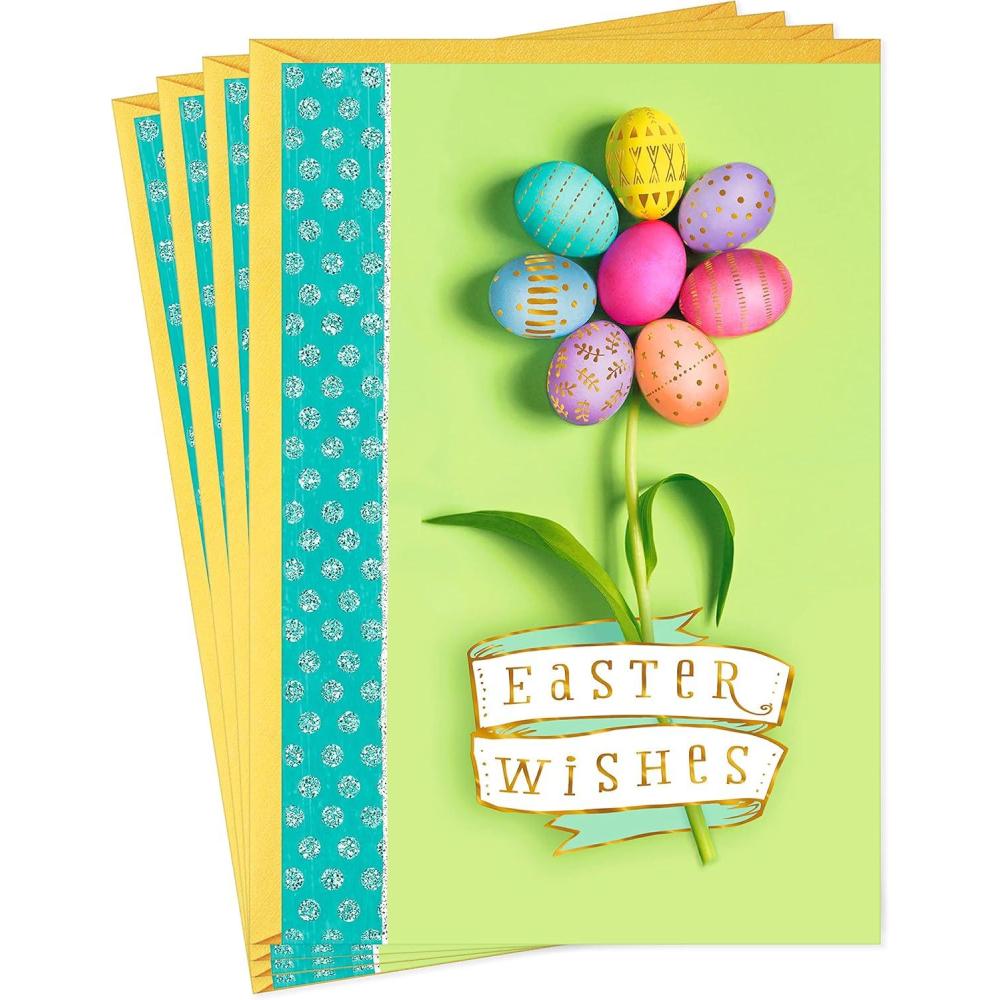 imageHallmark Pack of Easter Cards Easter Egg Flower 4 Cards with EnvelopesEaster Egg Flower  4 Cards with Envelopes