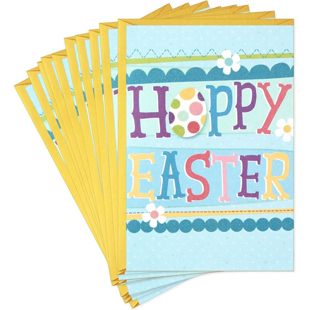 imageHallmark Pack of Easter Cards Hoppy Easter 10 Cards with EnvelopesEaster  Hoppy Lettering