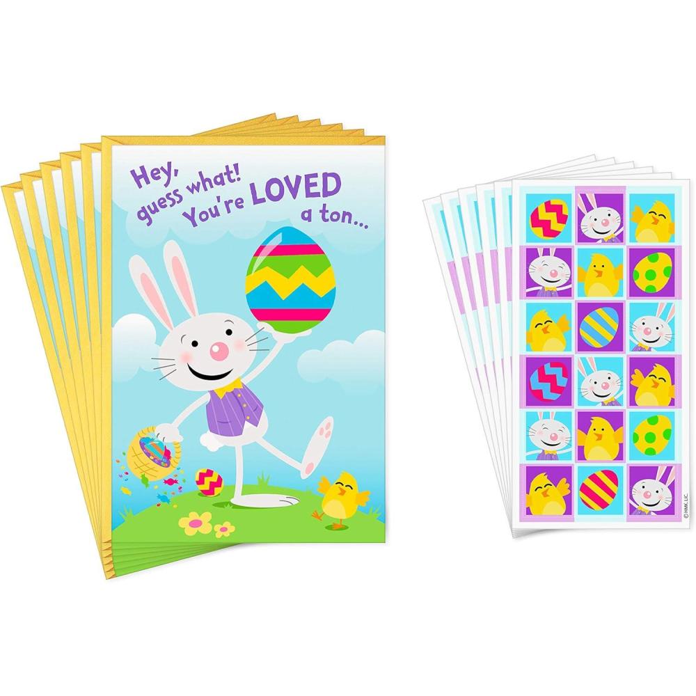 imageHallmark Pack of Easter Cards for Kids Easter Bunny 6 Cards with EnvelopesLoved a Ton  6 Cards with Envelopes